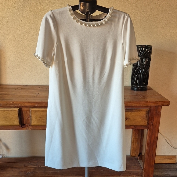 HOLIDAY SALE Preston & York Cream Dress with Pearl Details - Picture 1 of 6